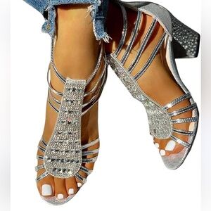 Elegant Silver Strappy Women's Sandals